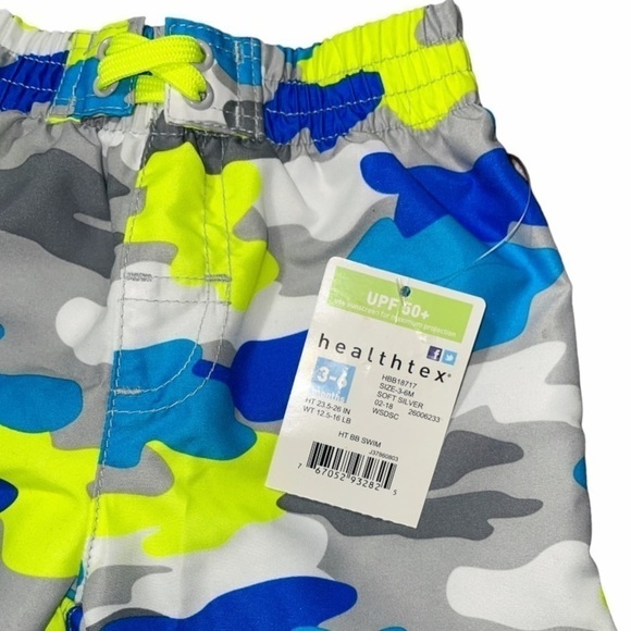 Healthtex Infant Boys 3-6 Mo Swim Trunks Swimsuit Camouflage Gray Blue Green New - Picture 4 of 8